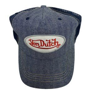 Von Dutch Gray Denim Cap Hat Mesh Snapback Trucker